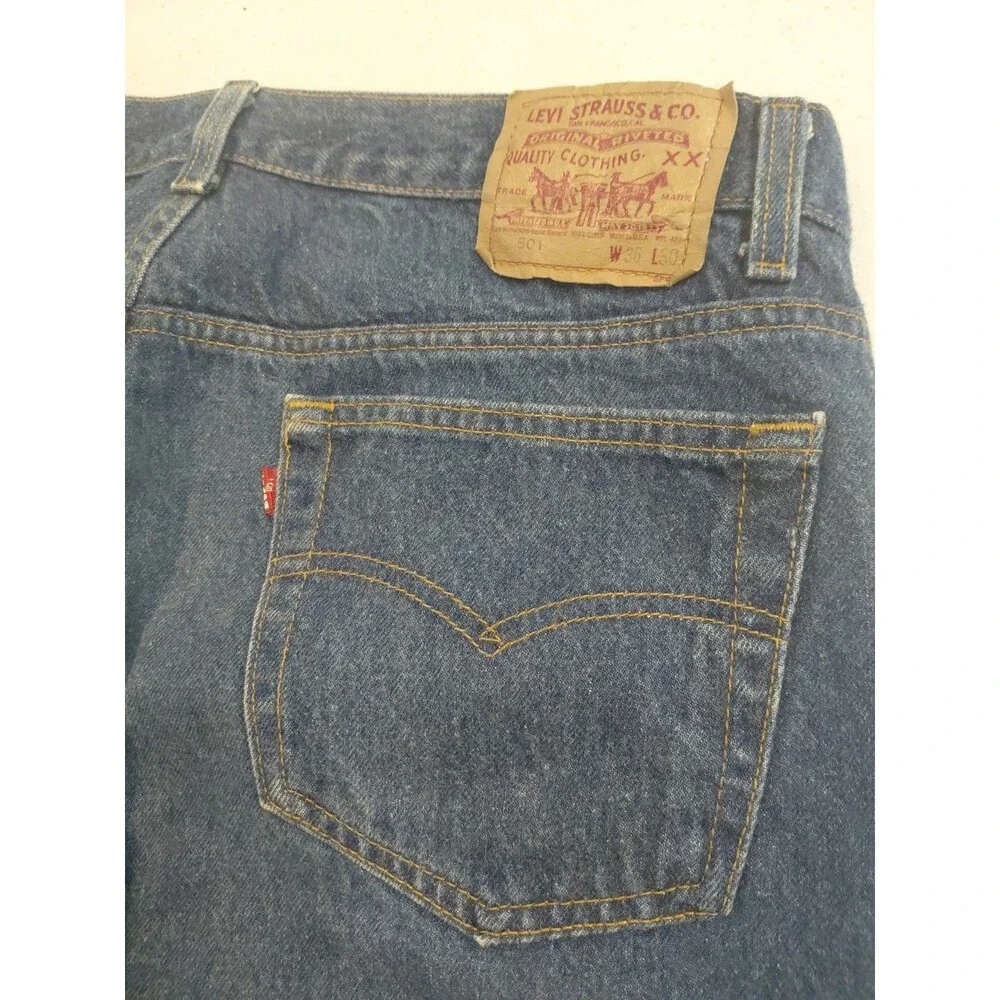 Levi’s 501 Men’s 36X30 501  (501-0115) Button Fly Dark Wash Red Tag Small E